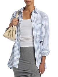 Logo-Embroidered Striped Cotton Poplin Shirt