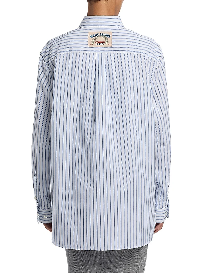 Logo-Embroidered Striped Cotton Poplin Shirt