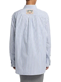 Logo-Embroidered Striped Cotton Poplin Shirt
