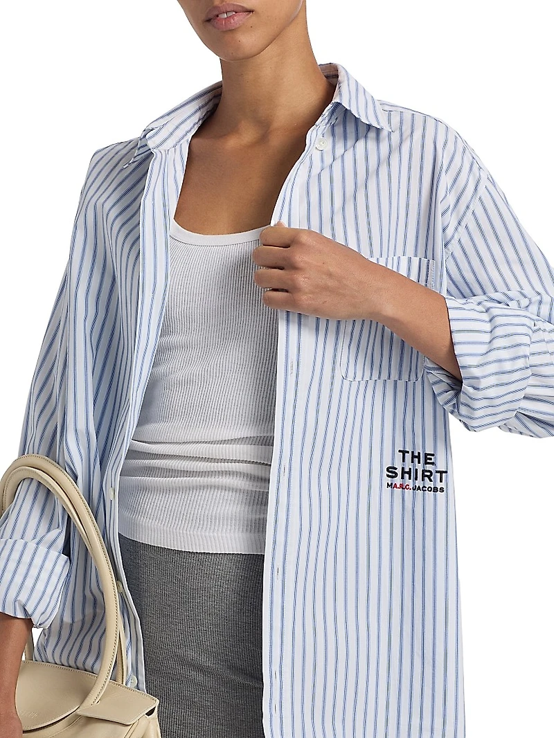Logo-Embroidered Striped Cotton Poplin Shirt