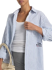 Logo-Embroidered Striped Cotton Poplin Shirt