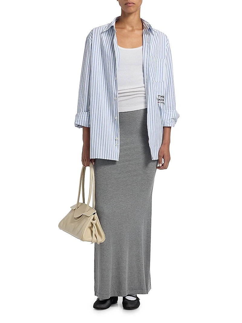 Logo-Embroidered Striped Cotton Poplin Shirt
