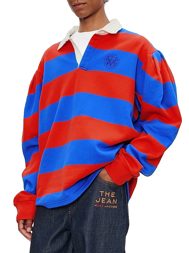 Striped Oversized-Fit Polo Shirt