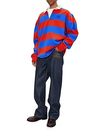 Striped Oversized-Fit Polo Shirt