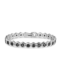 Hex Pavé Tennis Bracelet Sterling Silver