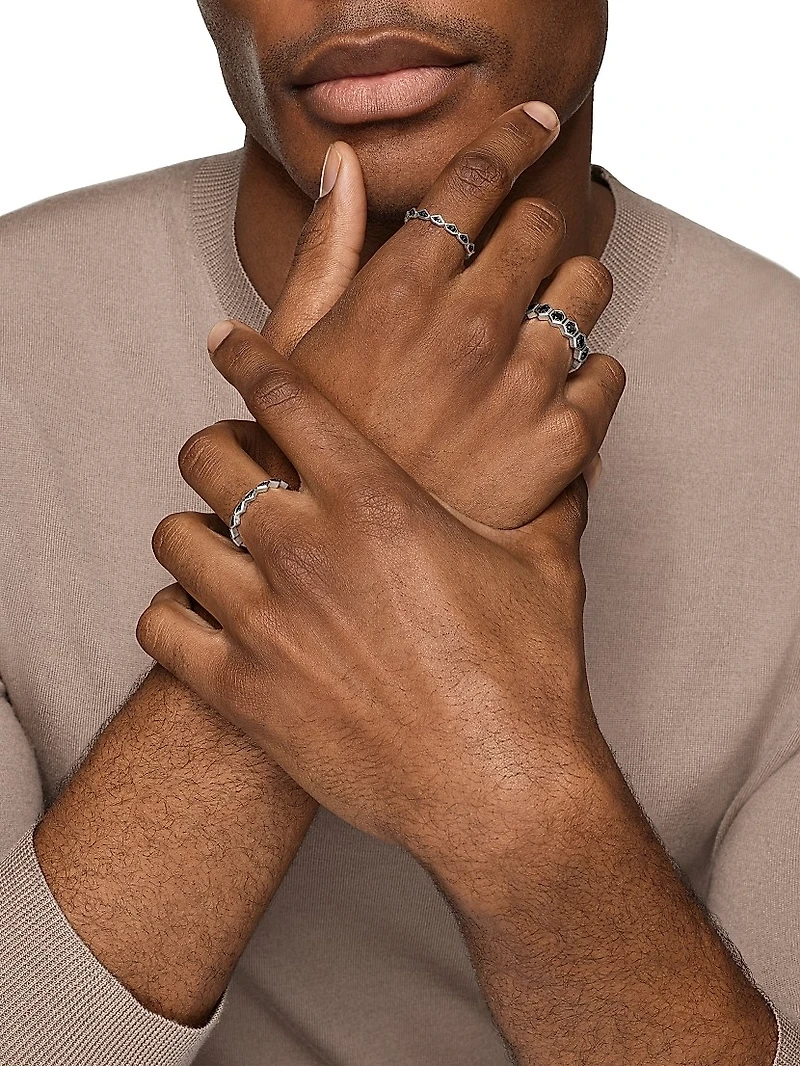 Hex Stack Ring Sterling Silver