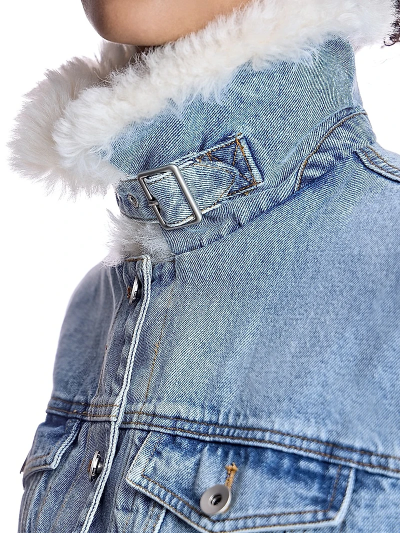 Fur Trimmed Denim Jacket