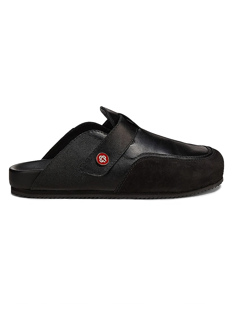 Outdoor Logo-Detail Leather Mules