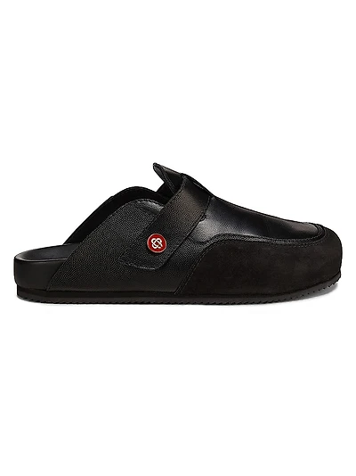 Outdoor Logo-Detail Leather Mules
