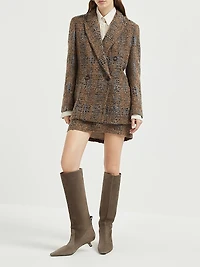 Crispy Silk Couture Mini Skirt with Dazzling Prince of Wales Embroidery
