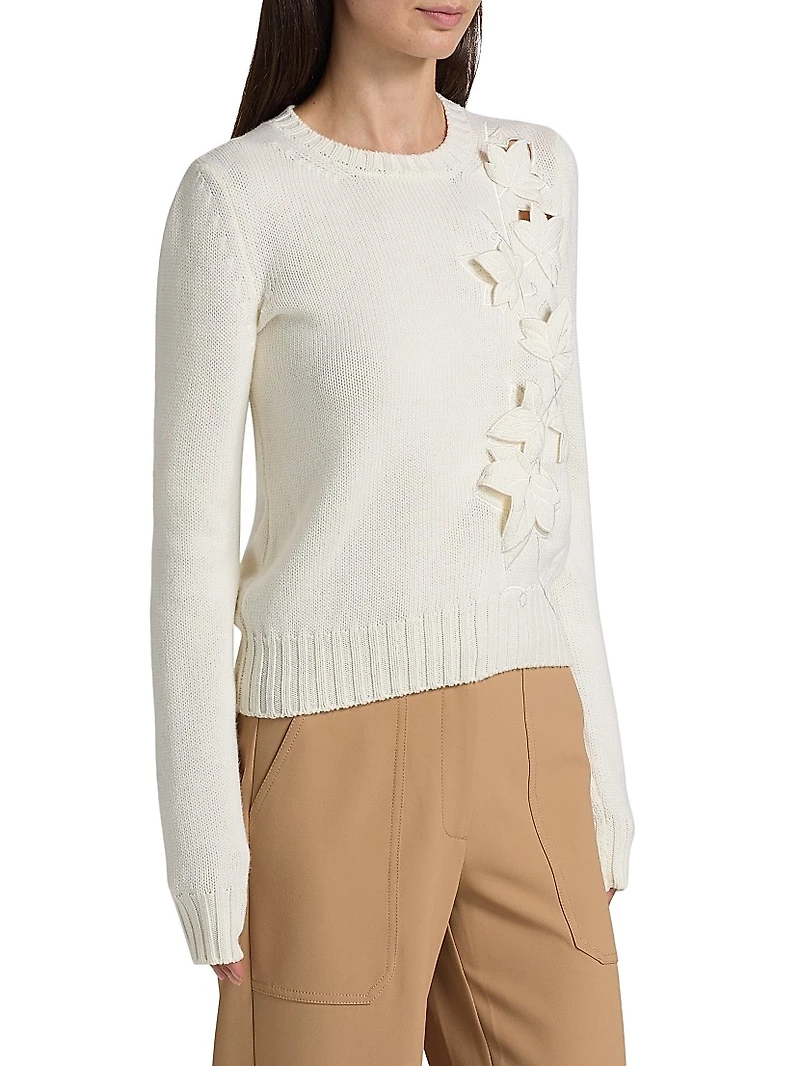 Laser-Cut Ivy Virgin-Wool Sweater