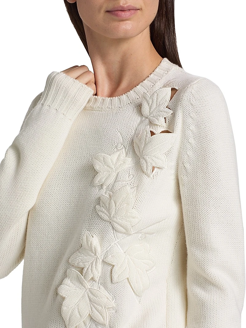 Laser-Cut Ivy Virgin-Wool Sweater