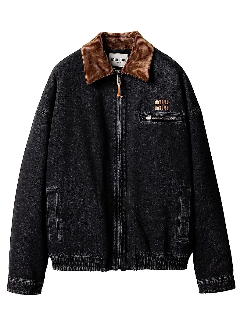 Black Denim Blouson Jacket