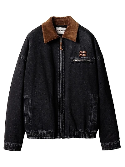 Black Denim Blouson Jacket
