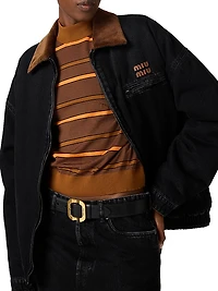 Black Denim Blouson Jacket