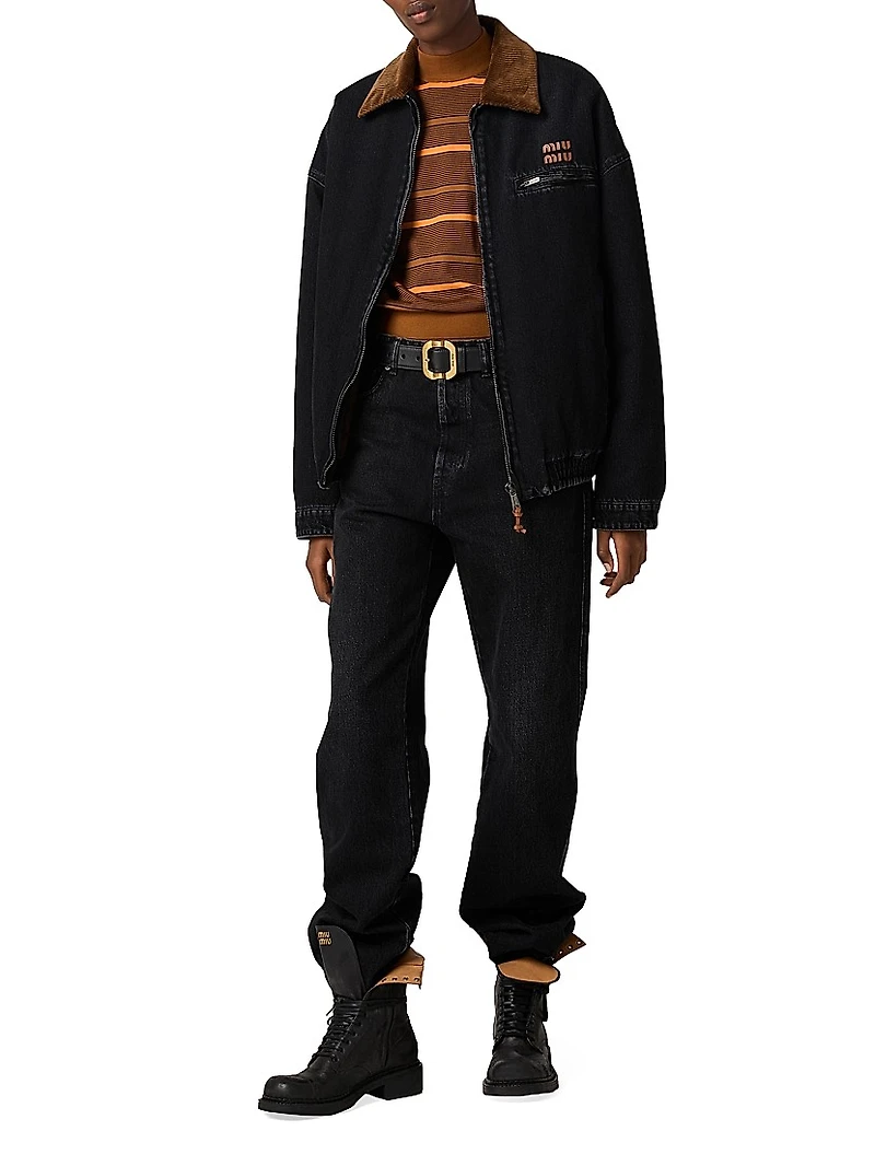 Black Denim Blouson Jacket