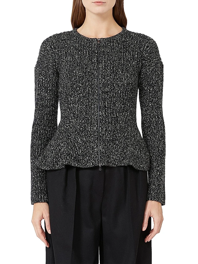Mouliné Wool Yarn Cardigan