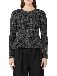 Mouliné Wool Yarn Cardigan