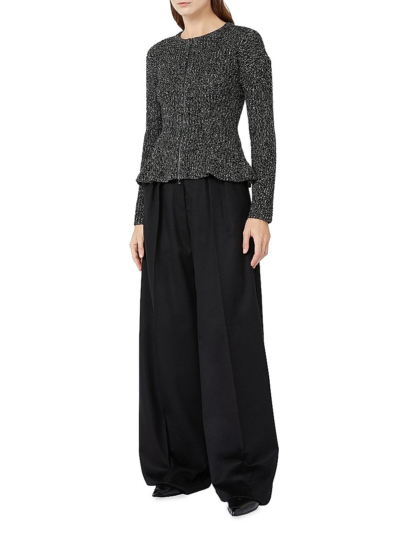 Mouliné Wool Yarn Cardigan
