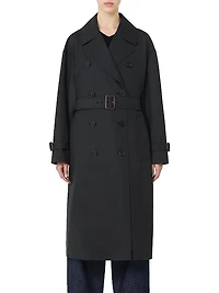 Long Water Repellent Cotton Twill Trench Coat
