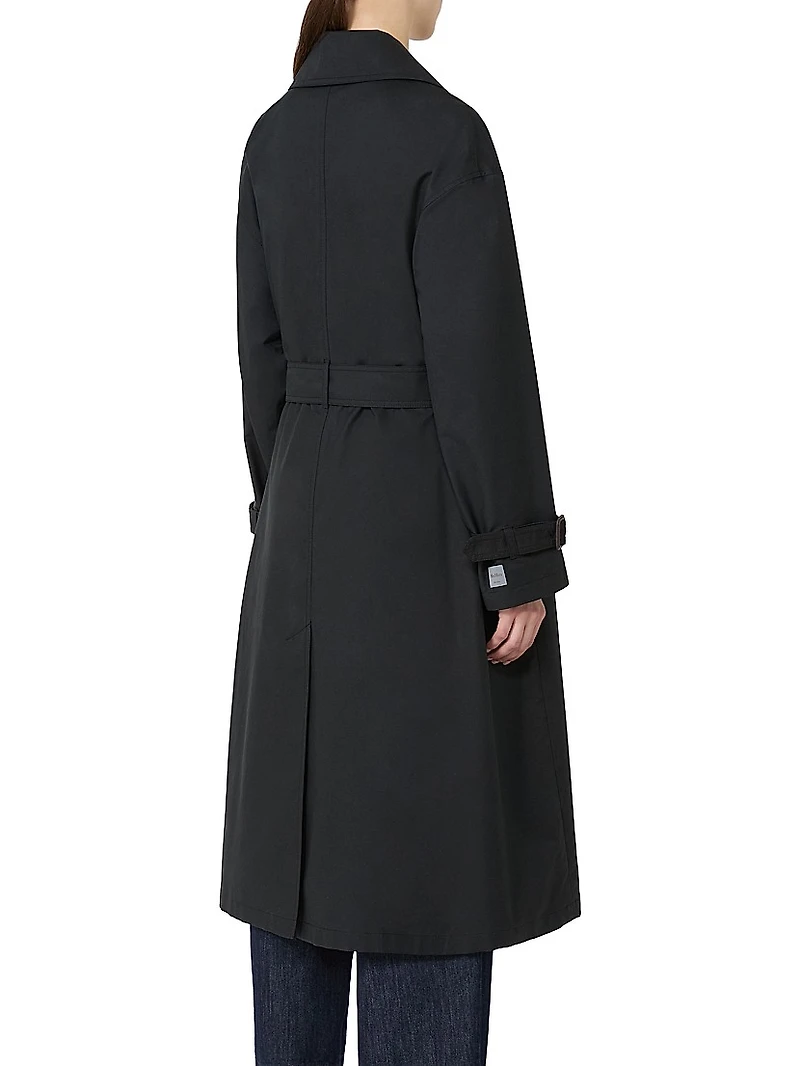 Long Water Repellent Cotton Twill Trench Coat