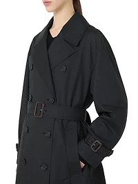 Long Water Repellent Cotton Twill Trench Coat