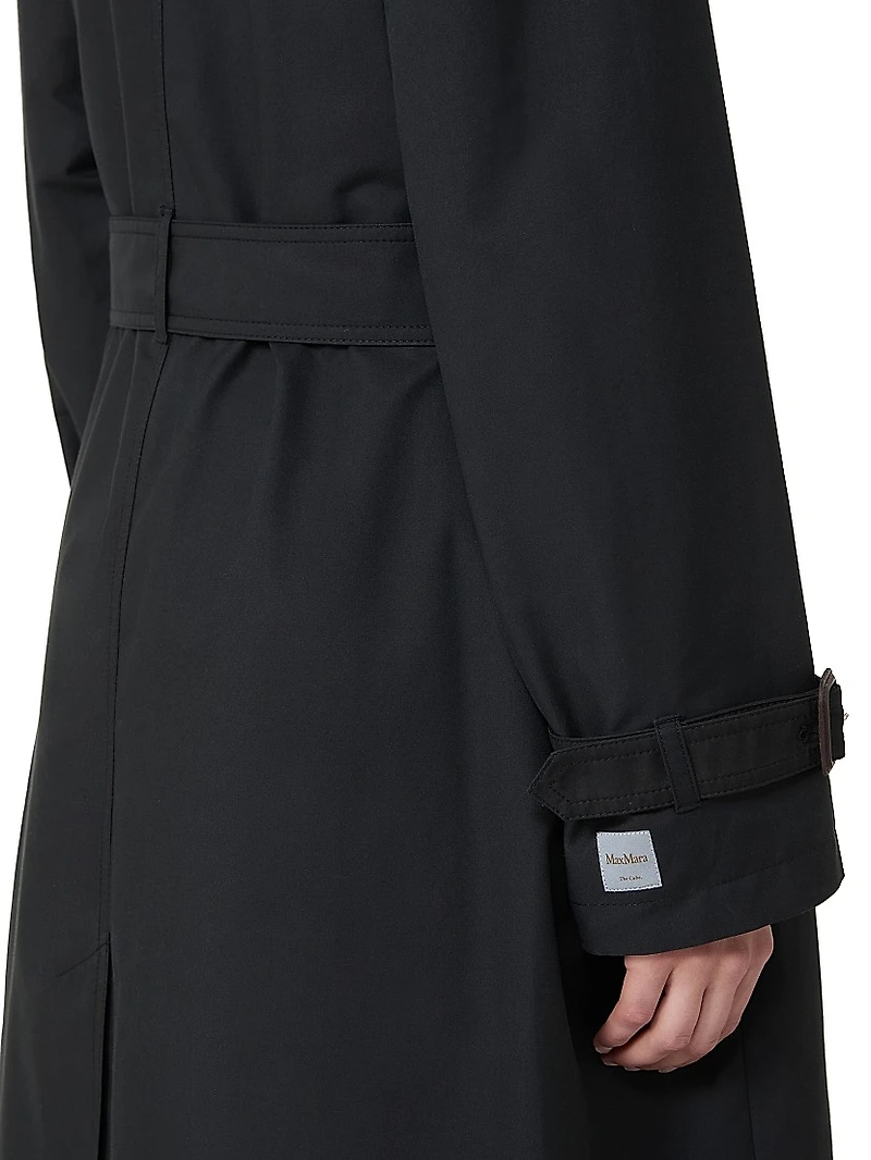 Long Water Repellent Cotton Twill Trench Coat