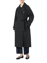 Long Water Repellent Cotton Twill Trench Coat