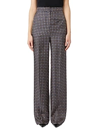 Straight Fit Printed Silk Trousers