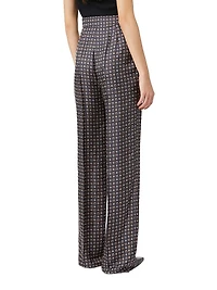 Straight Fit Printed Silk Trousers