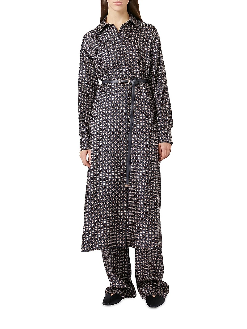 Straight Fit Printed Silk Trousers