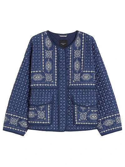 Quilted Cotton Crewneck Jacket