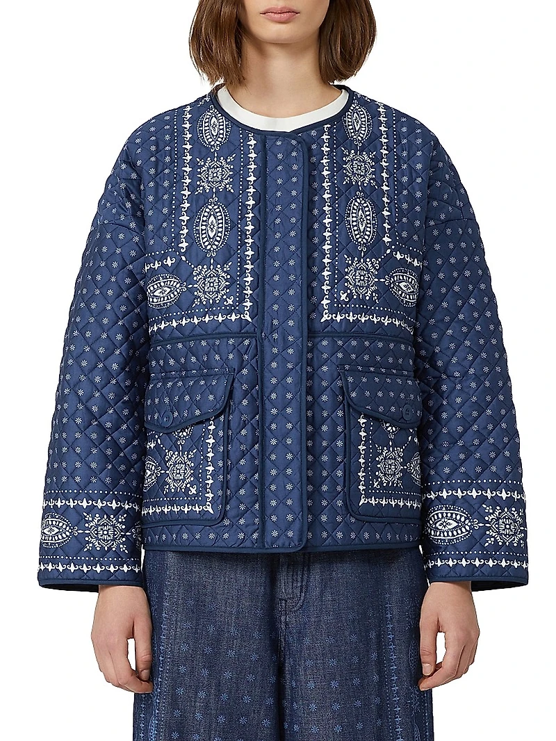 Quilted Cotton Crewneck Jacket