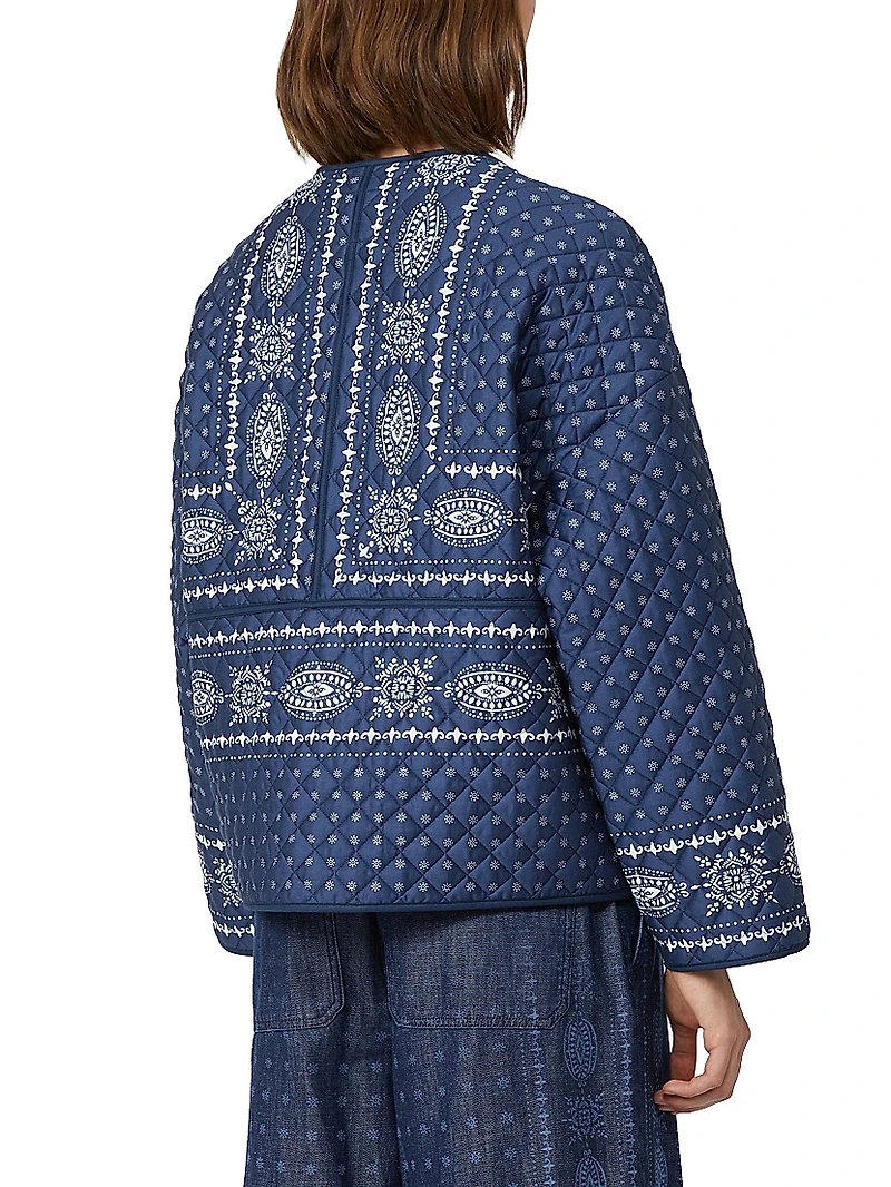 Quilted Cotton Crewneck Jacket