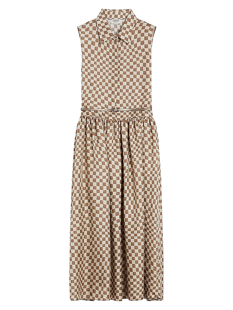 Flared Printed Silk Dress