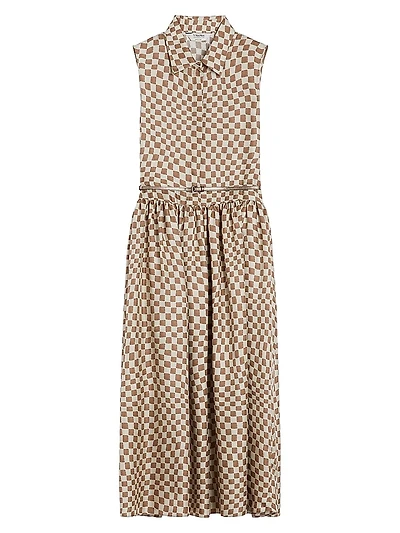 Flared Printed Silk Dress