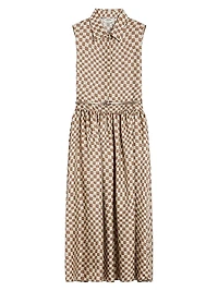 Flared Printed Silk Dress
