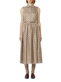 Flared Printed Silk Dress