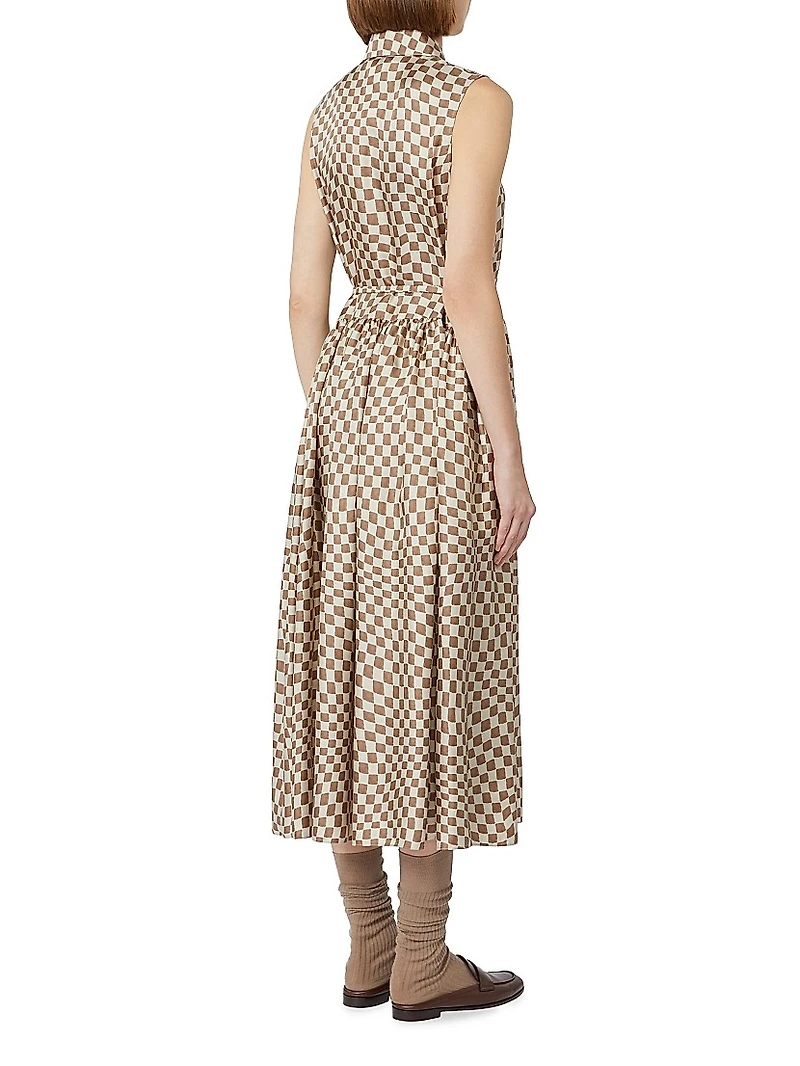Flared Printed Silk Dress