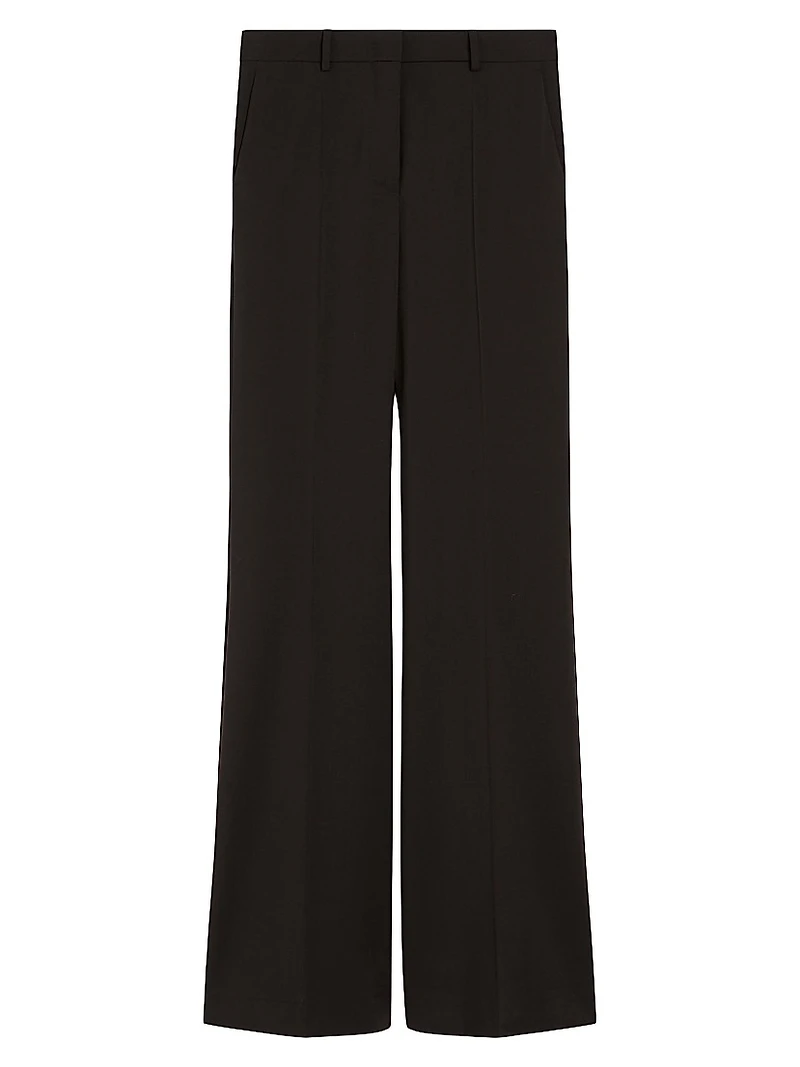 Flared Stretch Wool Trousers
