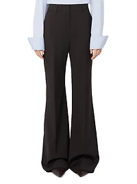 Flared Stretch Wool Trousers