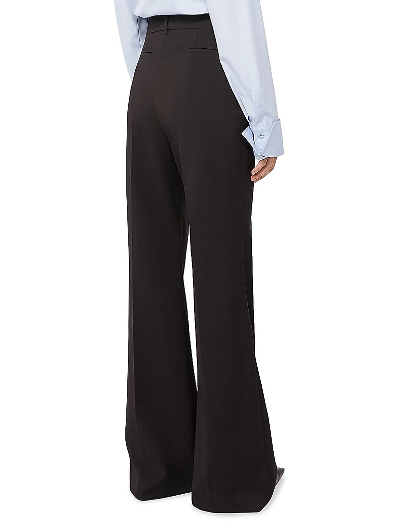 Flared Stretch Wool Trousers