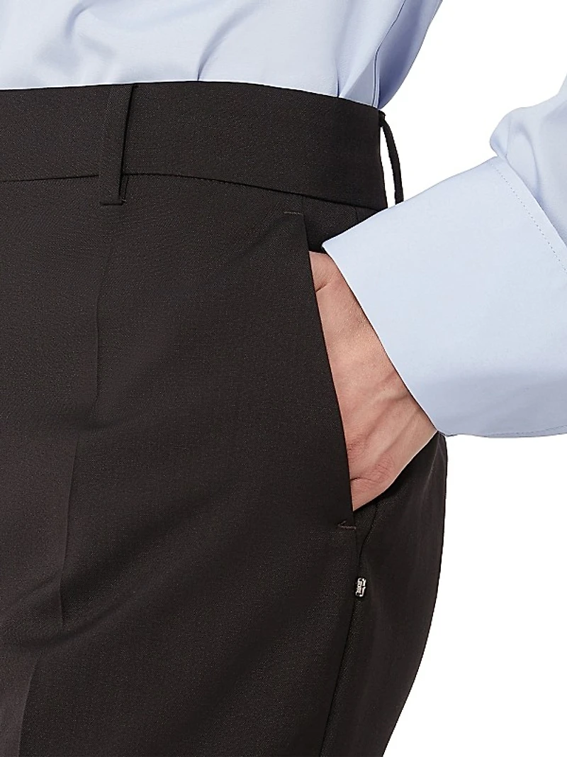Flared Stretch Wool Trousers