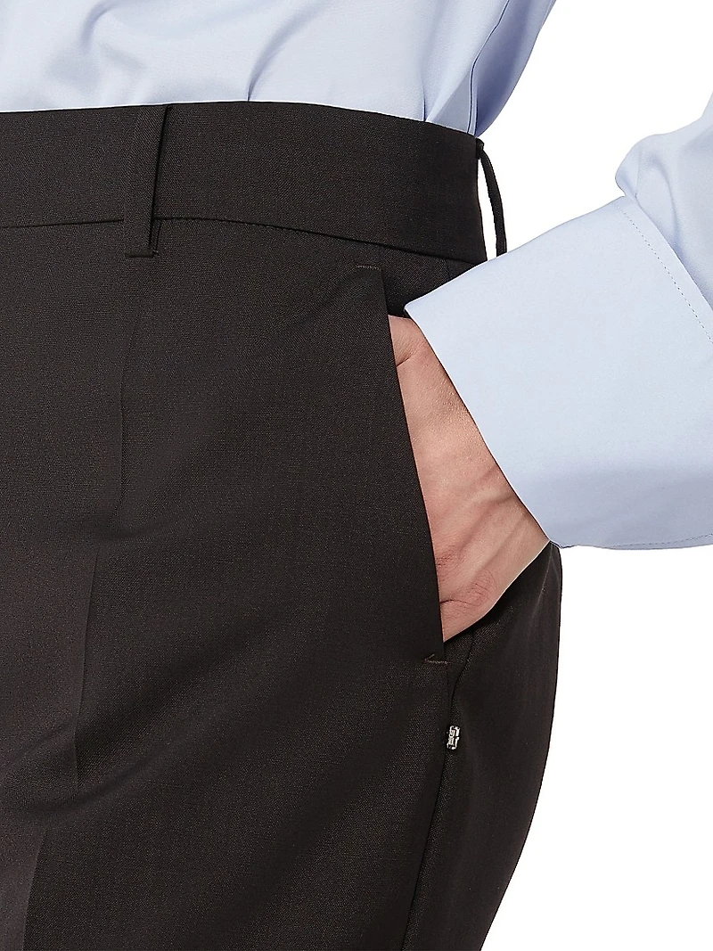 Flared Stretch Wool Trousers