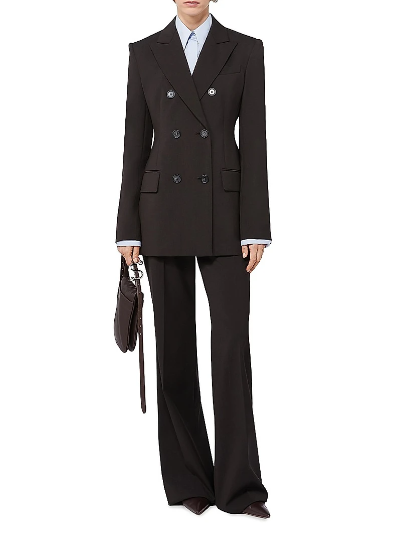 Flared Stretch Wool Trousers