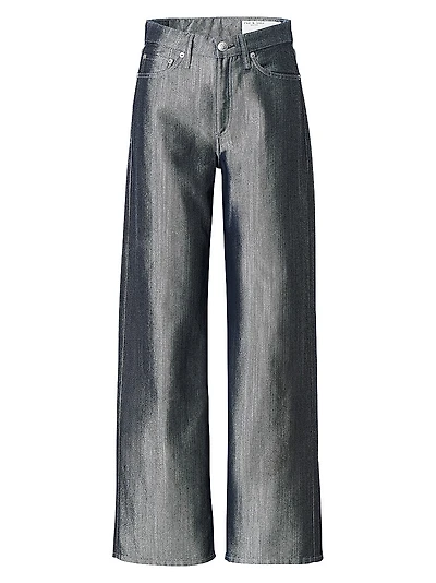 Logan Metallic High-Rise Wide-Leg Jeans
