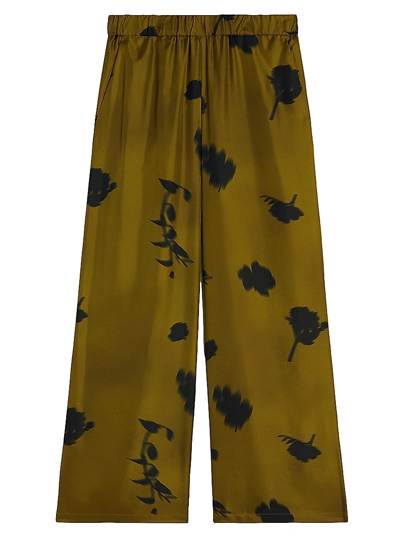 Printed Silk Twill Trousers