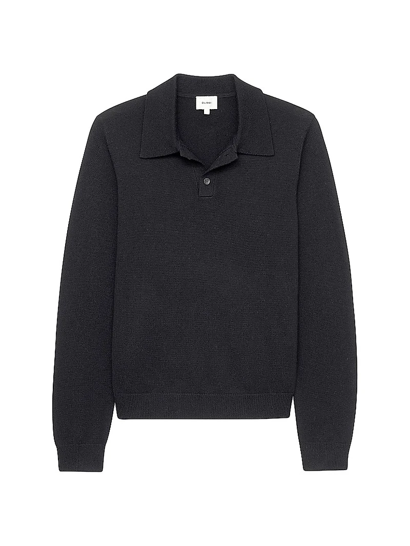 Knit Long Sleeve Polo Shirt