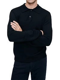 Knit Long Sleeve Polo Shirt