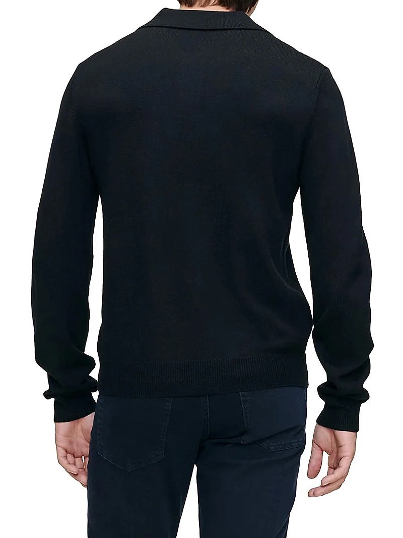 Knit Long Sleeve Polo Shirt
